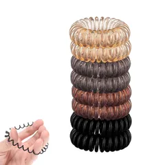 【新着商品】ヘアゴム スプリングゴム 電話コード型ヘアゴム 【4色 8点セット】 SZSL 跡がつかない髪ゴム スパイラルヘアゴム ポニーテール スプリングゴム コイルヘアネクタイ ヘアコイル