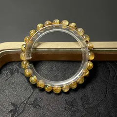 上級 EU製 ★太陽花タイチンルチル★黄金針水晶 金運 開運 ゴールド ブレスレット パワーストーン ギフト 7.4-7.8mm ZB8338