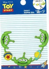 FST-D01Ｙ2256 キャラクター 長～い（ライン）ワッペン トイ ストーリー （ エイリアン ）  （ リトルグリーンメン 長い ロング ワッペン アップリケアイロン ハンドメイド かわいい 子供 こども 女の子 男の子 入園 入学 )