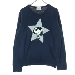 PEANUTS ピーナッツ キャラクター 長袖 セーター M ブラック スヌーピー レディース 古着