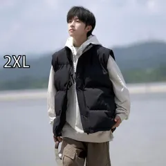 [2XL]秋冬 コーデ メンズ  服 シンプル ファッション オシャレ 大人 かっこいい 大きいサイズ ストリート 紳士服 韓国スタイル ダウン ベスト チョッキ ノースリーブシャツ 綿 ジャケット