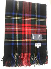 新品、未使用 在庫処分 ギフト Johnstons of Elgin ジョンストンズ カシミヤ マフラー ストール チェック柄 大判 190×70cm BLACK STEWART