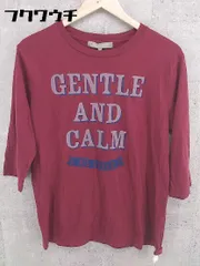 ◇ united arrows a day in the life プリント 七分袖 Tシャツ カットソー サイズM レッド系 メンズ  【1002800327386】