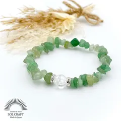 5月誕生石 アベンチュリン さざれ石 一粒クラック水晶 天然石 ブレスレット インド翡翠 ヒスイ 緑 グリーン 恋愛運 金運 勝負運 仕事運 健康 厄除け 浄化 魔除け お守り 集中力 直感力 天然石 パワーストーン レディース メンズ ユニセックス  新品