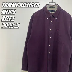 【US古着･90’s】TOMMY HILFIGER　トミーヒルフィガー　チェック柄長袖シャツ　厚手　メンズ　サイズ表記L　XL相当　ダークパープル×レッド