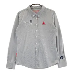 サイズ：M LE COQ GOLF ルコックゴルフ  長袖ポロシャツ ボタンダウン 刺繍 ストライプ柄 ブラック系 [240101476115] ゴルフウェア レディース ストスト