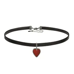 ハート パールチェーンチョーカー レッド パンク ゴールド赤 ロック 心ペンダントネックレス 首輪 パール ファッション 大人 アクセサリー シンプル サイズ調整可能 レディース バレンタインデー ネックレス プレゼント [Deelfel]