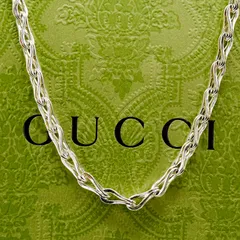 希少極美品 グッチ シルバー ドロップチェーン ネックレス/24-5490S
