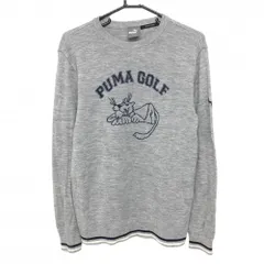 【美品】プーマ セーター 杢グレー フロントロゴ ウール混  メンズ L ゴルフウェア PUMA