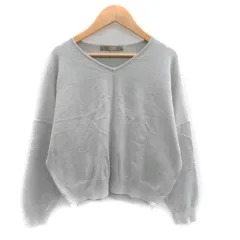 ユナイテッドアローズ A DAY IN THE LIFE UNITED ARROWS ニット カットソー 長袖 Vネック 無地 ライトグレー /SY23