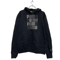 PUMA プリント スウェット パーカー M～ ブラック グレー プーマ 裏起毛 古着卸 アメリカ仕入 a512-5219