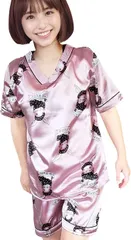 Sweet Baku SweetBaku レディースルームウエア パジャマ 部屋着 半袖 Vネック ショートパンツ 上下セット(ピンクウサギ,  S Regular)