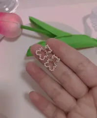 韓国風　可愛い　ミニパール　ダイヤリボン　くま　ピアス