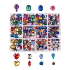 【在庫セール】Beadthoven 11種 約190~240個入り A級ラインストーン 台座付き ストーン ガラスストーン&アクリルラインストーン アソートセット 銀メッキ 4爪 ビーズ ビジューパーツ アクセサリーパーツ ジュエリー DIY用品 手作り素材 