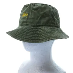 ステューシー STUSSY オールド OLD 90s ヴィンテージ ハット バケットハット ロゴ刺繍 カーキ Sのサムネイル