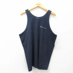 XL/古着 チャンピオン champion ビンテージ タンクトップ メンズ 00s ワンポイントロゴ コットン クルーネック 濃紺 ネイビー 25jun09 中古