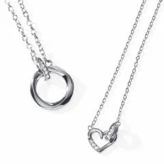 MSW&LSW [felicitations] ペアネックレス カップル プレゼント ステンレス ジュエリー ネックレス メンズ レディース BR-J069 ハート (MSW&LSW)