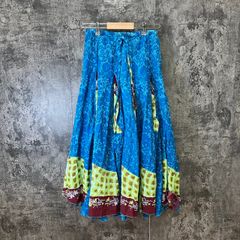 ☆AS KNOW AS☆アズノゥアズ♪マキシ丈♪スカート♪総柄♪ブルー(S)