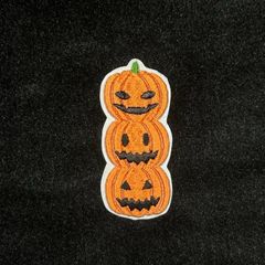★刺繍シール／ステッカー　ワッペン★　ハロウィーン　カボチャ　三連かぼちゃ