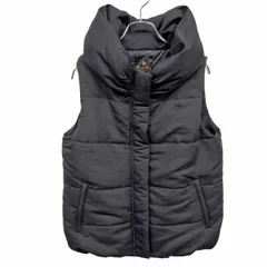 古着 ナノユニバース nano・universe The 1st Floor 中綿 ベスト ノースリーブジャケット ハイネック ドットボタン×ジップ 無地 ポリ100% 38 紺 ネイビー レディース