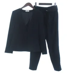 プラステ PLST スーツ セットアップ ノーカラー ジャケット 長袖 テーパード パンツ センタープレス 上下サイズ違い S XS 紺 ネイビー