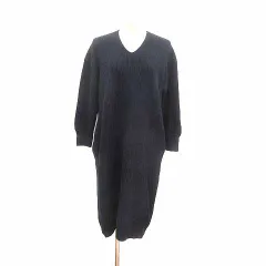 アーバンリサーチ ドアーズ URBAN RESEARCH DOORS HAMILTON LAMBSWOOL ワンピース ひざ丈 ニット Vネック 長袖 ウール One 紺 ネイビー /YK