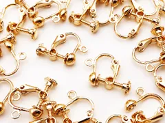 イヤリングパーツ　ゴールド　KC金　丸皿　20個　カン付　ネジバネ　AP0514