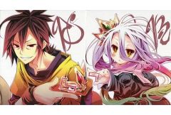 [중고] 종이 제품 (캐릭터) 하늘 & 흰색 원작 신작 & 캐스트 복제친필 사인들어간 색지 패널(2장 세트) [극장판 노게임·노라이프 제로] 입장자 선물 제5탄