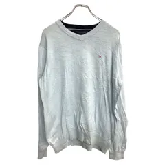 TOMMY HILFIGER セーター Mサイズ トミーヒルフィガー Vネック ライトブルー 古着卸 アメリカ仕入 t2410-3085