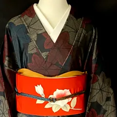 和樂藍染19MHB古手良い柄帆船大島紬アンティークレトロなお召し