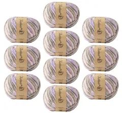 原ウール Knitworm 毛糸 10玉セット チャティカラフルモール 超極太 40g(約32m) ポリエステル100% 1.モーニング [1.モーニング]