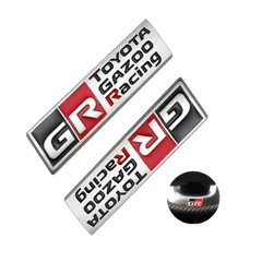 TOYOTA GR ステッカー トヨタ純正 GR ガズーレーシング エンブレム アスレチック バックドアエンブレム 86／ZN6 車の両側にあるフェンダー 防水 金属 車の装飾ステッカー 85mm*25mm 金属銀（2PCS）