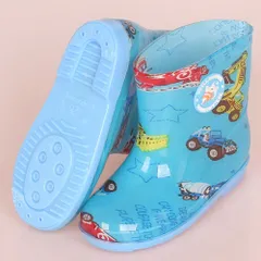 ☆ ブルー×カー ☆ 26(17cm) ☆ レインブーツ キッズ pmyrboot03 レインブーツ キッズ レインシューズ 長靴 長ぐつ ながぐつ 雨靴 靴 レイングッズ 雨具 ショート 子ども 子供 かわいい おしゃれ 男の子 女の子 保育園