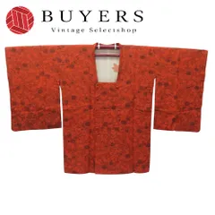 【中古】 道行・道中 道行コート 正絹 朱色系 羽織 辻が花 和装 呉服 和服 きもの レディース 女性