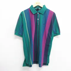 XL/古着 半袖 ポロ シャツ メンズ 90s 緑他 グリーン ストライプ 25may17 中古 トップス