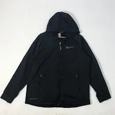 NIKE PRO/ナイキプロ THERMA-FIT トレーニングジャケット ジャージ ジップアップパーカー フーディー ワンポイントプリント CHINA製 メンズ L ブラック