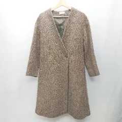 ■ ⊇ PLST プラステ 総柄 長袖 チェスターコート サイズM ブラウン系 レディース E  【1412260004664】