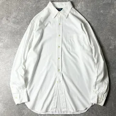 90s POLO RALPH LAUREN ヘリンボーン ストライプ 織り 長袖 コットン シャツ 16 1/2 / 90年代 ポロ ラルフローレン ANDREW 白 ホワイト 無地