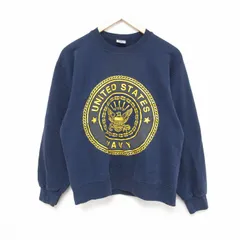 M/古着 長袖 スウェット メンズ 90s ミリタリー ネイビー NAVY リフレクター クルーネック 紺 25feb28 中古 スエット トレーナー トップス