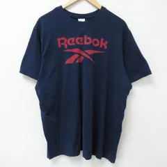 XL/古着 リーボック 半袖 ブランド Tシャツ メンズ ビッグロゴ 大きいサイズ コットン クルーネック 紺 ネイビー 25may26 中古