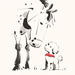 【福寿（2026年） - プードル・トイプードル犬 No.3】ジークレー版画＊名入れOK！ 午年・馬・謹賀新年・賀正・新春・迎春・子犬・ペットロス・うちの子・記念日・アートポスター・犬の絵・犬のイラスト・ギフト・プレゼント