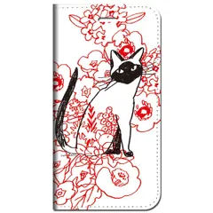 iPhone14 他 手帳型 ケース シャム猫 白と黒 ★ iPhone SE 8 13 12 他 iPhone各機種対応可能 スマホケース ★ 5q