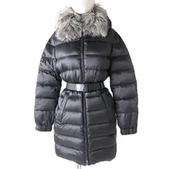 極美品◎19-20AW 正規品 PRADA プラダ 28G062 レディース 襟シルバーフォックス・フード・ベルト付き ロングダウンコート グレー 42のサムネイル