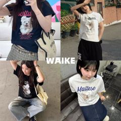 新品 韓国 WAIKEI  GOOREUM illustration half Sleeve T-shirt 人気 半袖 Tシャツ ファッション 韓国 人気 【4色選択可能】