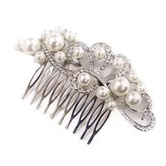 髪飾り コーム かんざし 簪 ヘッドドレス 黒留め 訪問着 ヘッドアクセサリー 髪留め パール シルバー  ウエディング 着物  和装 袴 振袖 成人式 結婚式 パーティー フォーマル  W23 297-211 p870　Si