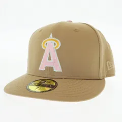 ニューエラ NEW ERA 59FIFTY ロサンゼルス エンゼルス 刺繍 キャップ 帽子 7 1/2 ベージュ ピンク ブランド古着ベクトル 中古 ●▲ 250720