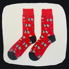 牛 レッド クルーソックス #229