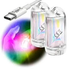 DOKEEP 超ミニ LEDライト 2個セット超軽量 11g USB-C充電式 EDC ミニランタン LED 高輝度 ミニ 懐中電灯 ポケットライト 防水 ミニ投光器 点灯3~50時間 (7色自動点滅)