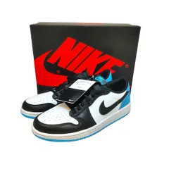 NIKE ナイキ Women's Air Jordan 1 Low OG Black and Dark Powder Blue UNC ローカット スニーカー CZ0775 104 27.5㎝ ホワイト/ブルー