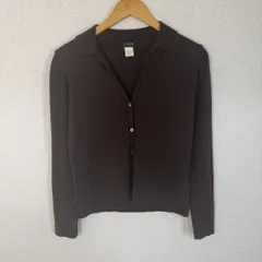 00s J.CREW ジェイクルー カーディガン 襟付き メリノウール ブラウン Sサイズ レディース 古着 モード